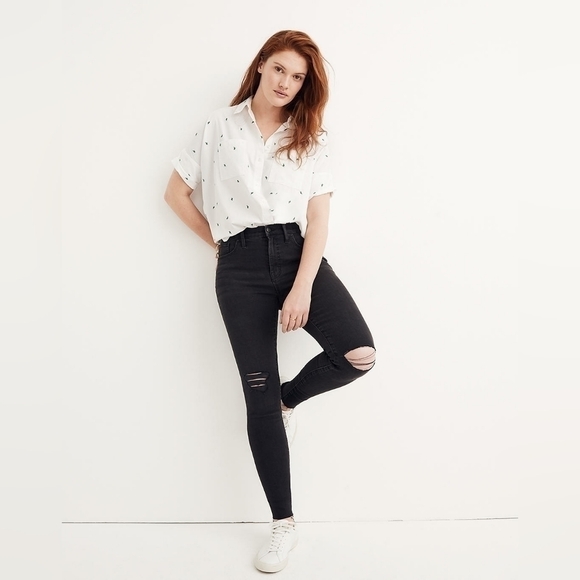 𝅺MADEWELL 9" Mid-Rise Skinny Jeans in Black Sea, Size 25 - Picture 1 of 13